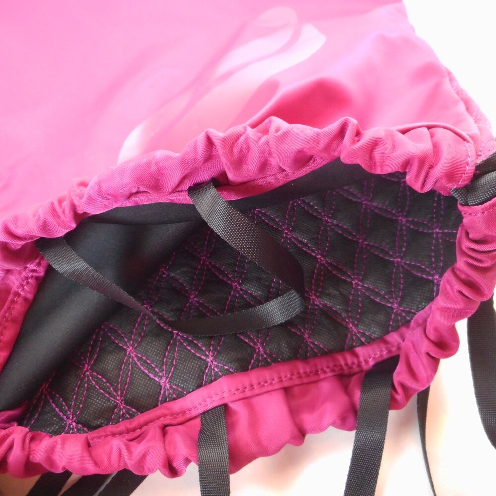 Fabletics Raspberry Quilted Cinch Drawstring Backpack Workout Gym Bag - Picture 6 of 10